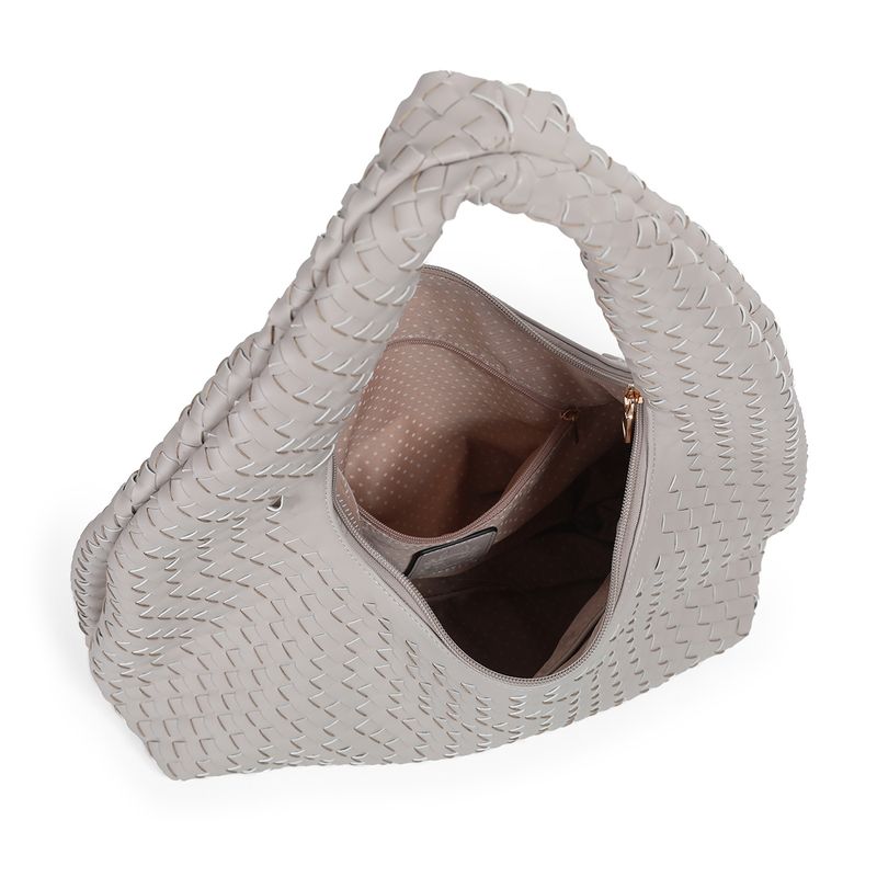 June flettet skulderveske lys beige
