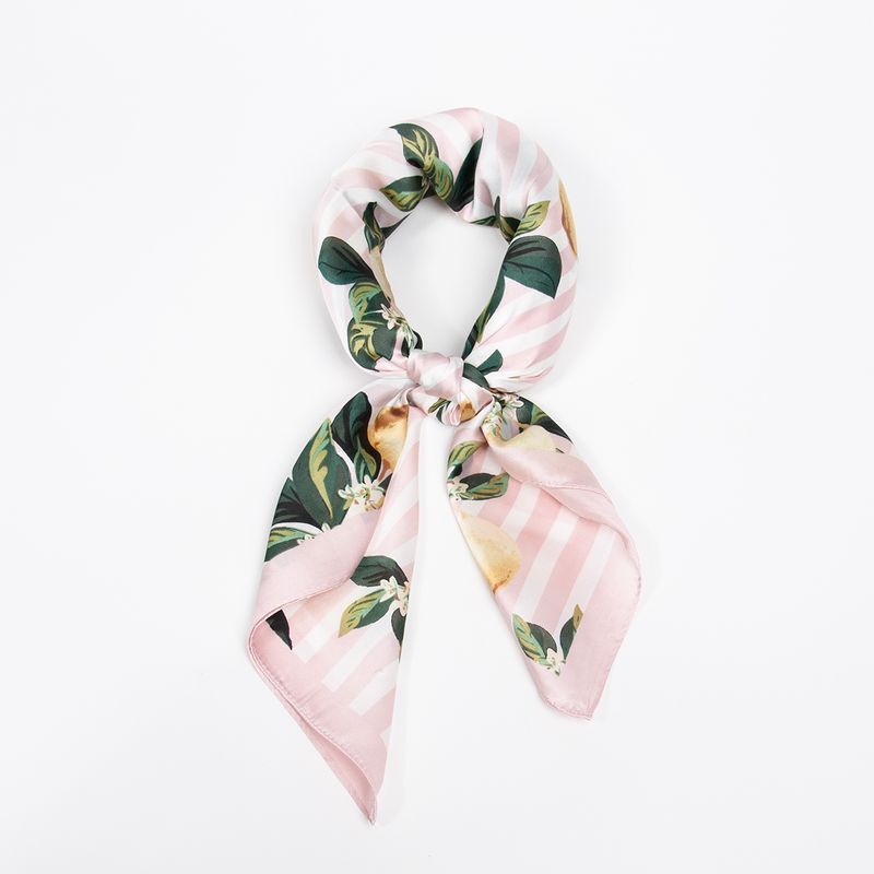 Lite skjerf 70x70 cm - blomster og striper