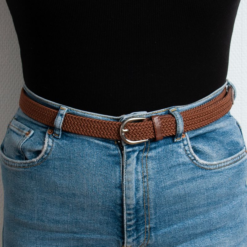 Smalt resårbälte, silver - konjak