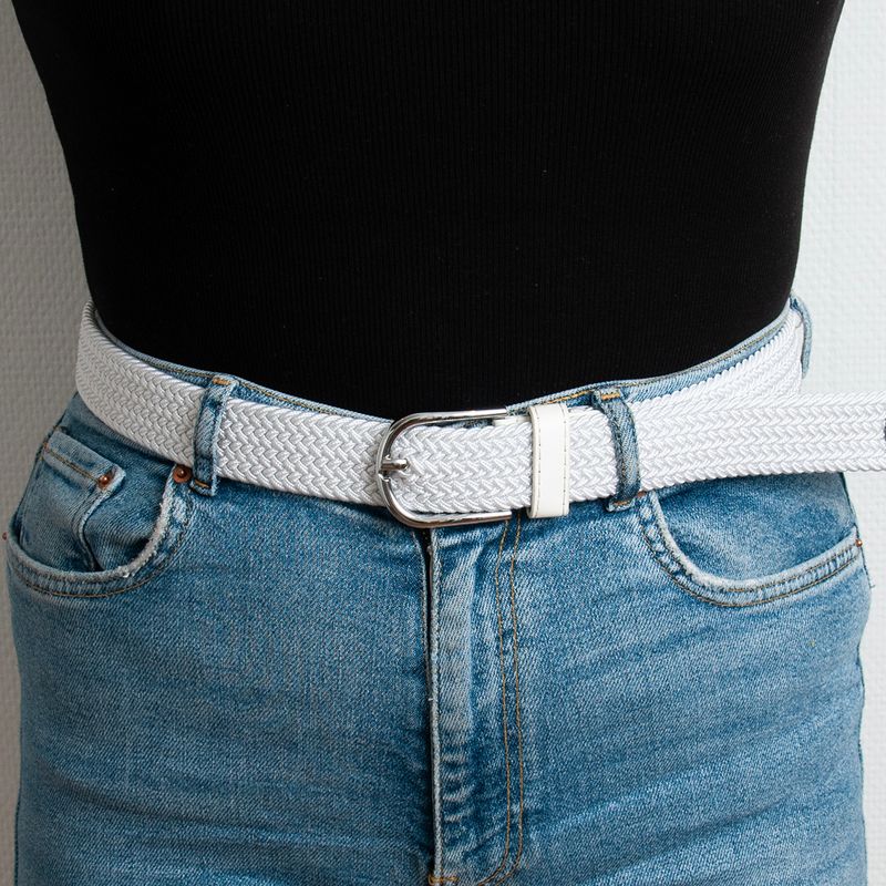 Stickat skärp, silver - vitt