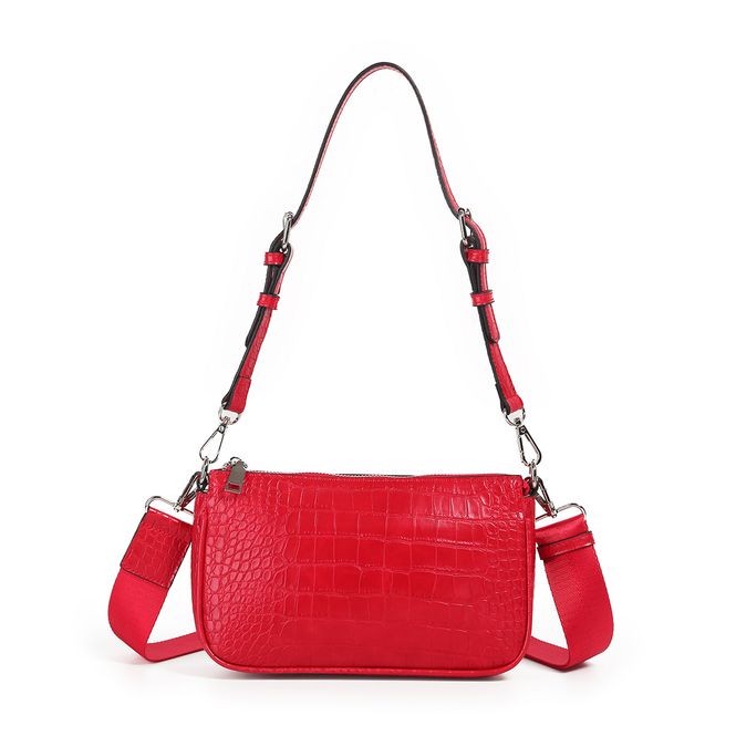 Huvudbild Ivana croco clutch - Röd - kompakt axelväska med ...