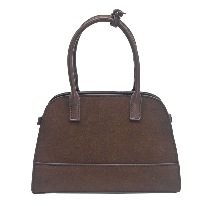 KITTY liten bowler bag i imitert semsket skinn brun