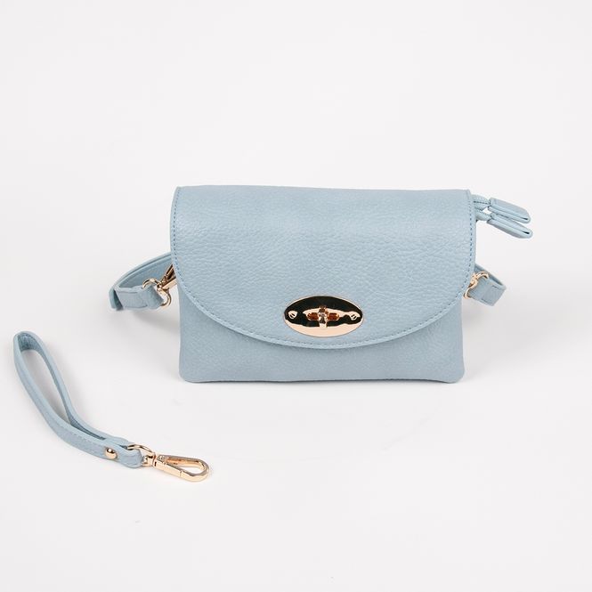 Huvudbild DANIELLE clutch blå pastell i imiterat skinn