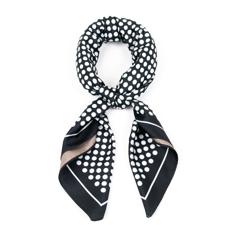 Lite skjerf 70 x 70 cm - tosidig prikkemønster i svart og beige