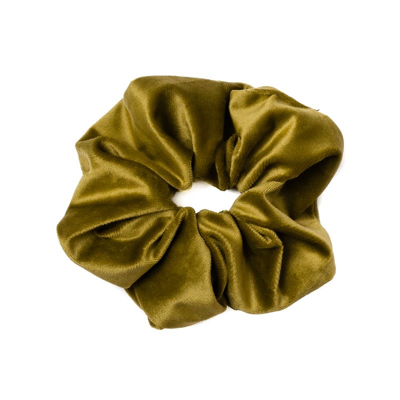 Scrunchie hårslips i sammet - olivgrön