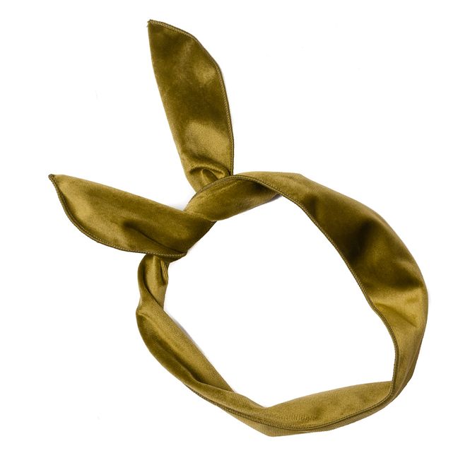 Huvudbild Hårband i sammet med tråd - olivgrön