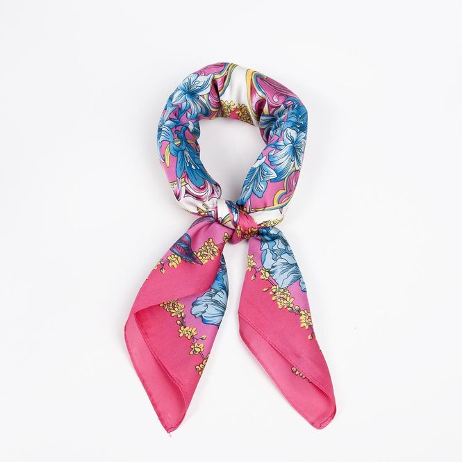 Huvudbild Liten scarf rosa med blommor och fjärilar