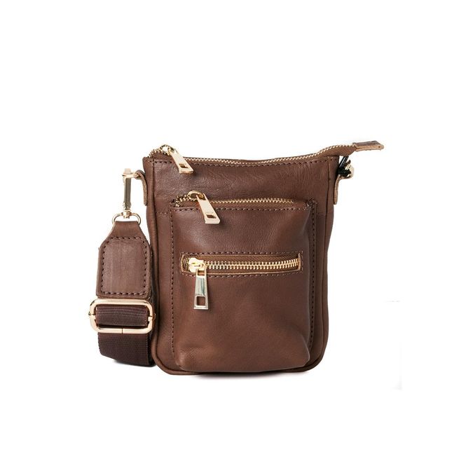 Hovedbilde Lova mobilveske i skinn - mørk brun