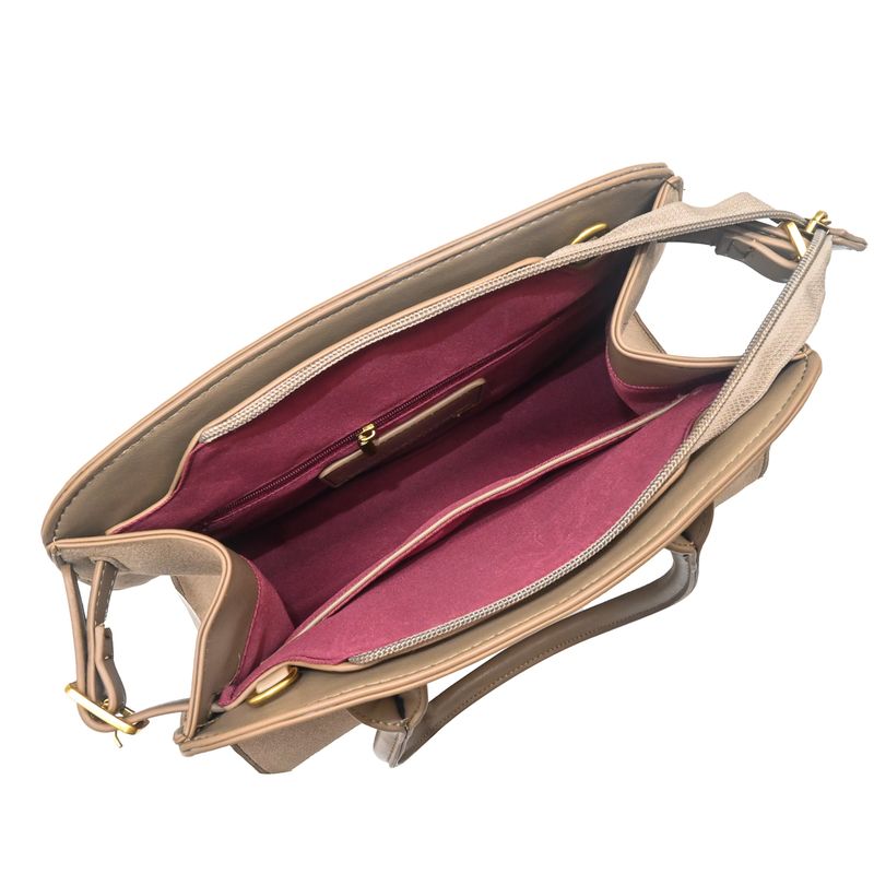 KINE bowler bag i imitert semsket skinn beige