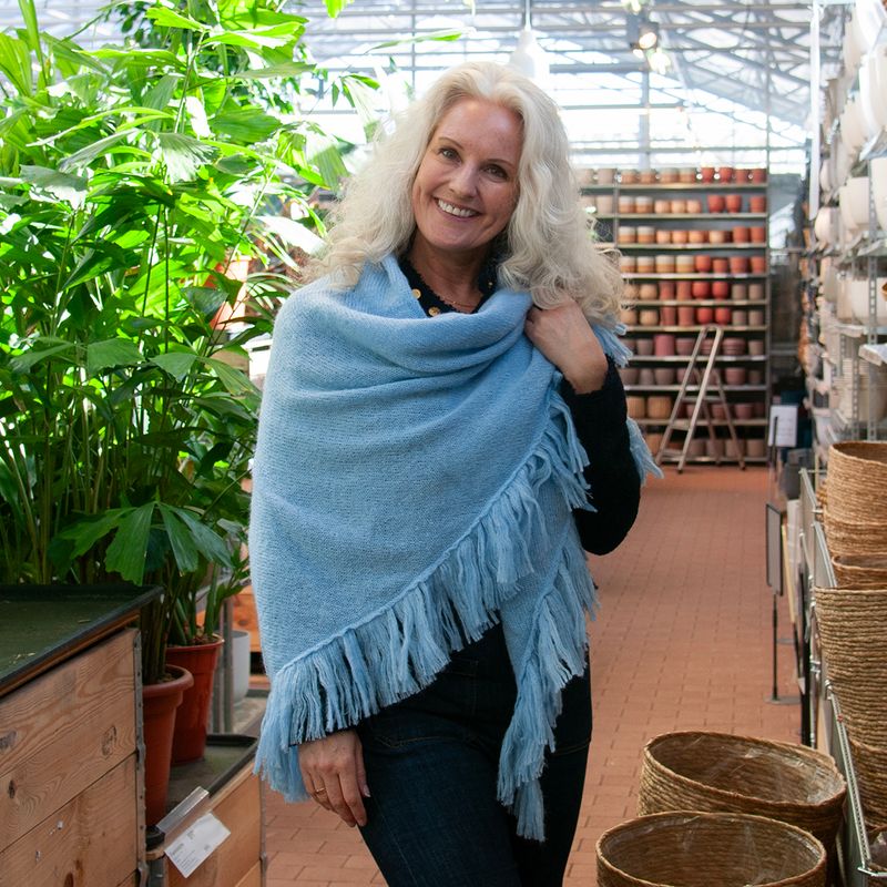 Sjal i mohairmix - ljus blå