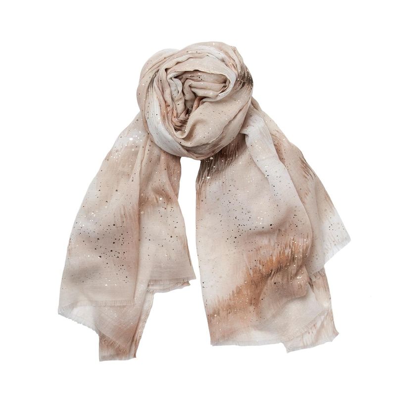 Halsduk i beige/guld folietryck