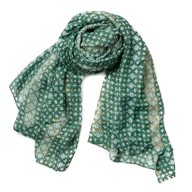 Huvudbild Länktryckt halsduk med guldfolie - grön