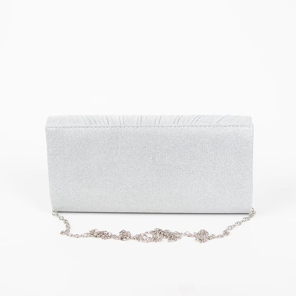 Huvudbild Clutchväska med plissé och metallkant - silver
