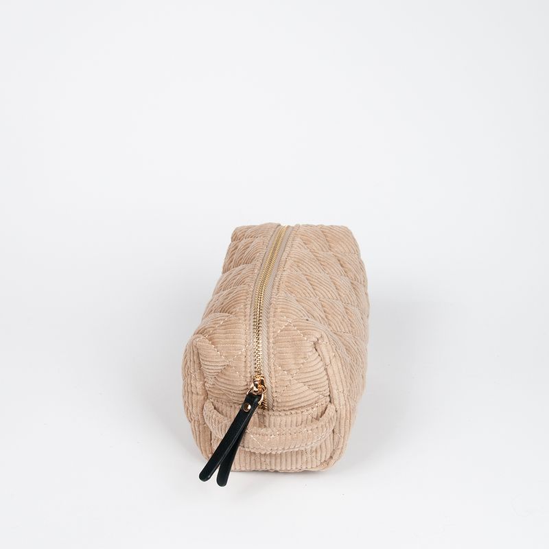 Makeup bag i kordfløyel beige