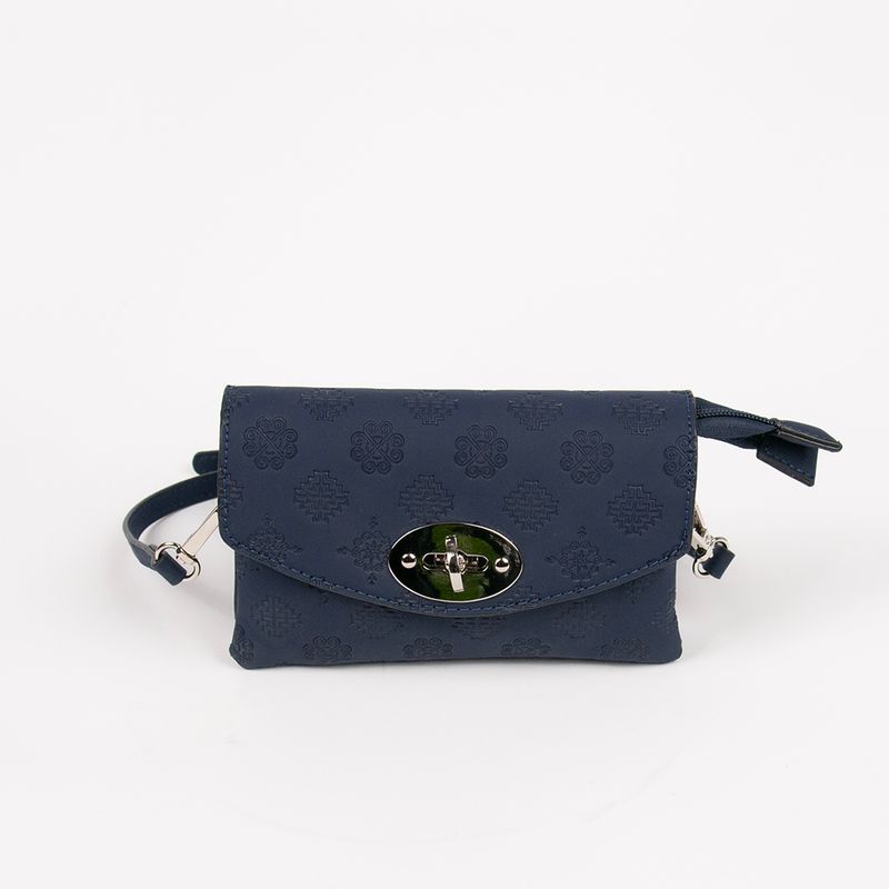 DANIELLE clutch med preget mønster marine sølvfarget metall