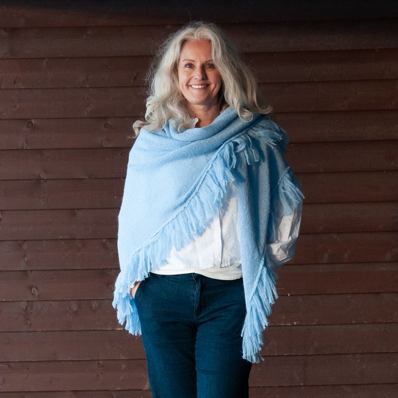 Sjal i mohairmix - ljus blå