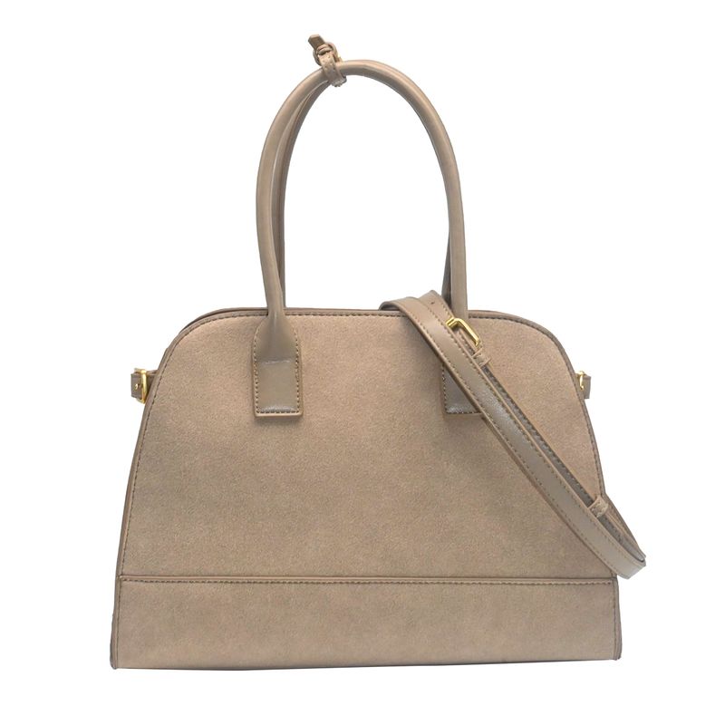 KINE bowler bag i imitert semsket skinn beige
