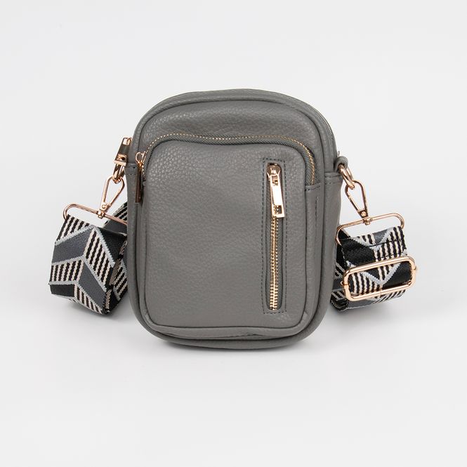 Huvudbild LEVI city-väska med mönstrad rem - grå