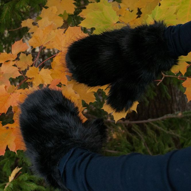 Huvudbild Vantar i fuskpäls svart