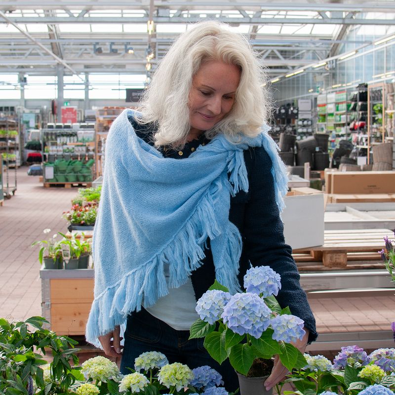 Sjal i mohairmix - ljus blå