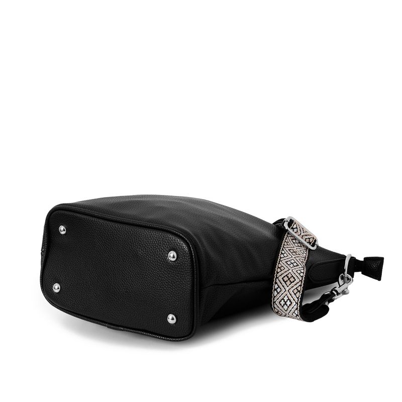 BERTINE korsväska med mönstrad rem - svart