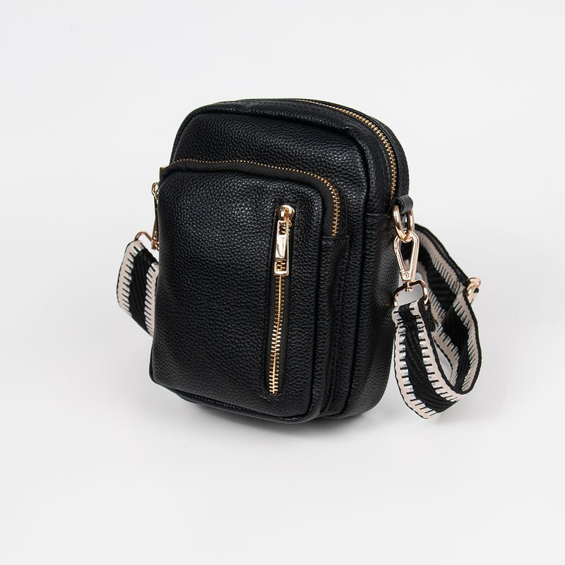 LEVI city-väska med mönstrad rem - svart