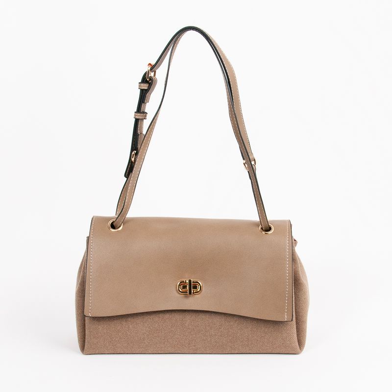 KARLY skulderveske i imitert skinn og filt beige