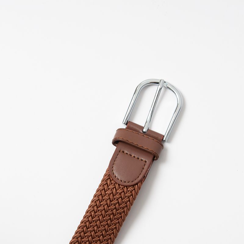 Stickat skärp, silver - konjak