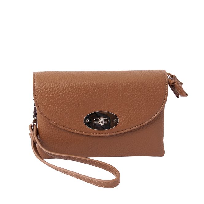 Huvudbild DANIELLE clutch silverfärgad cognac