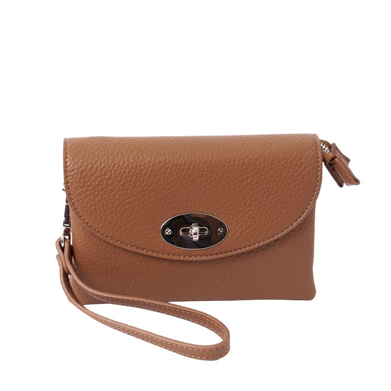 DANIELLE clutch silverfärgad cognac