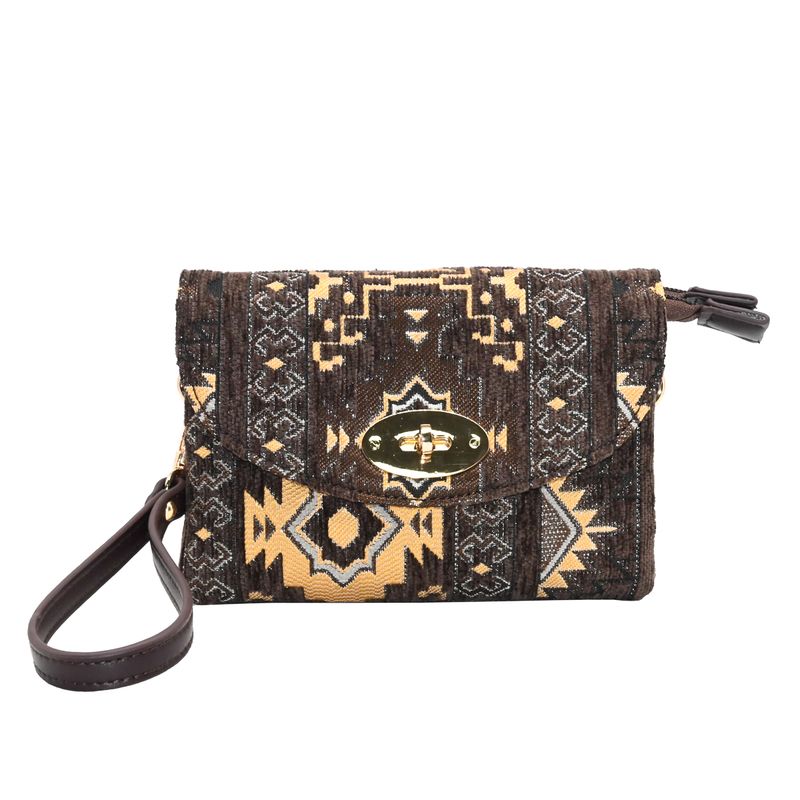 DANIELLE clutch med inka-mønster - brun