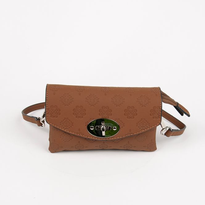 Huvudbild DANIELLE clutch med präglat mönster cognac ...