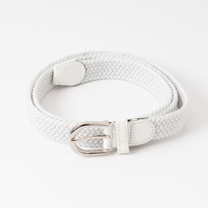 Smalt resårbälte, silver - vitt