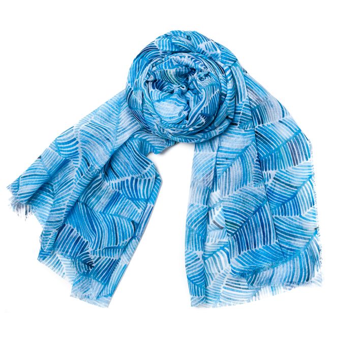 Huvudbild Bladtryckt halsduk med guldfolie - blå