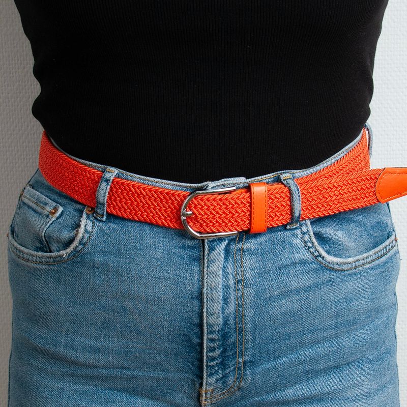 Stickat skärp, silver - orange