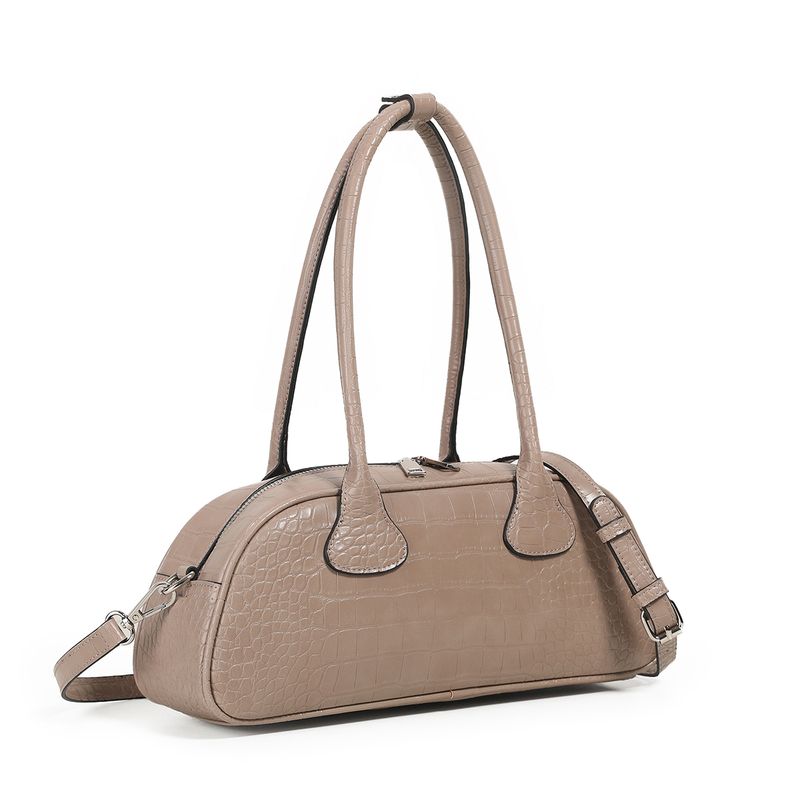 Inea lav croco shopper - beige - Elegant handväska med crocomönster och justerbar rem