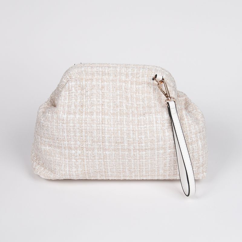JEANETTE Bouclé veske med skulderrem Beige