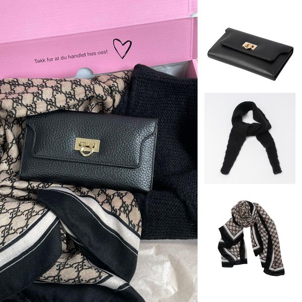 Huvudbild Presentpaket - svart - viskossjal - stickad liten ...