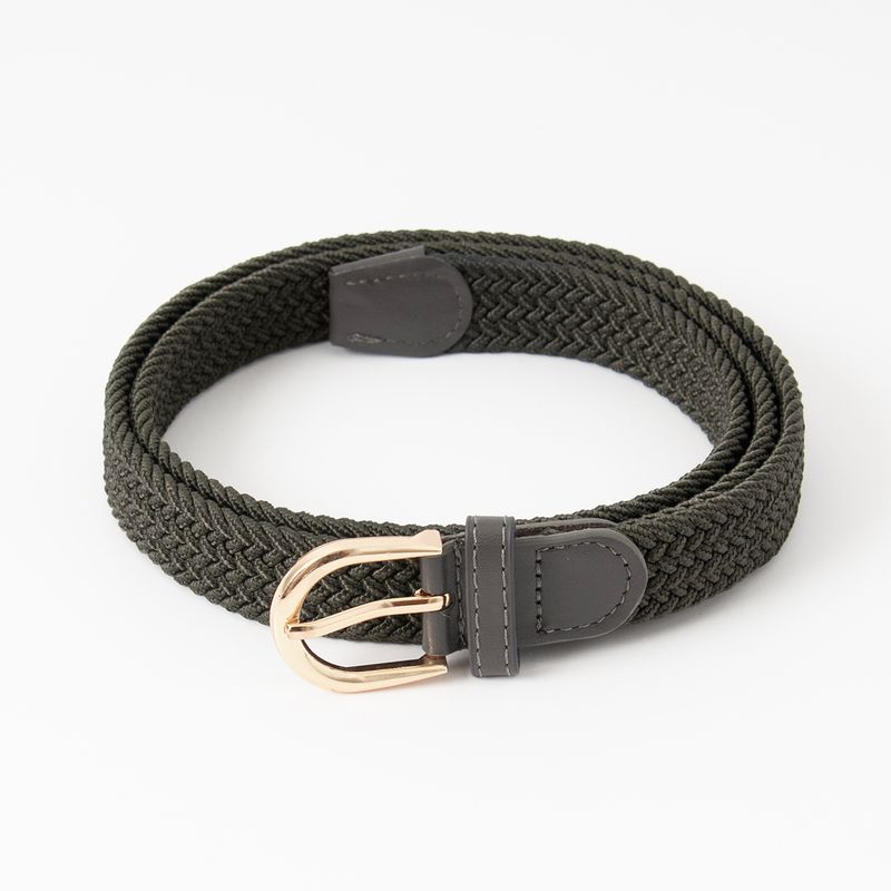 Smalt resårbälte, guld - olivgrönt