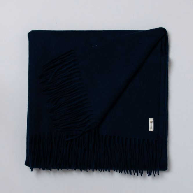 Huvudbild Ullscarf med fransar - marinblå
